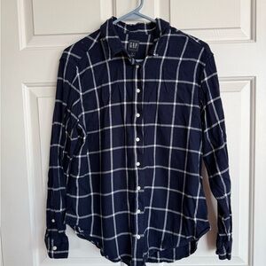 GAP Women’s Dark Blue Plaid Shirt